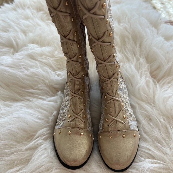 Trish Scully Gramercy Gold Boot Little Girl 13 - Picture 4 of 15